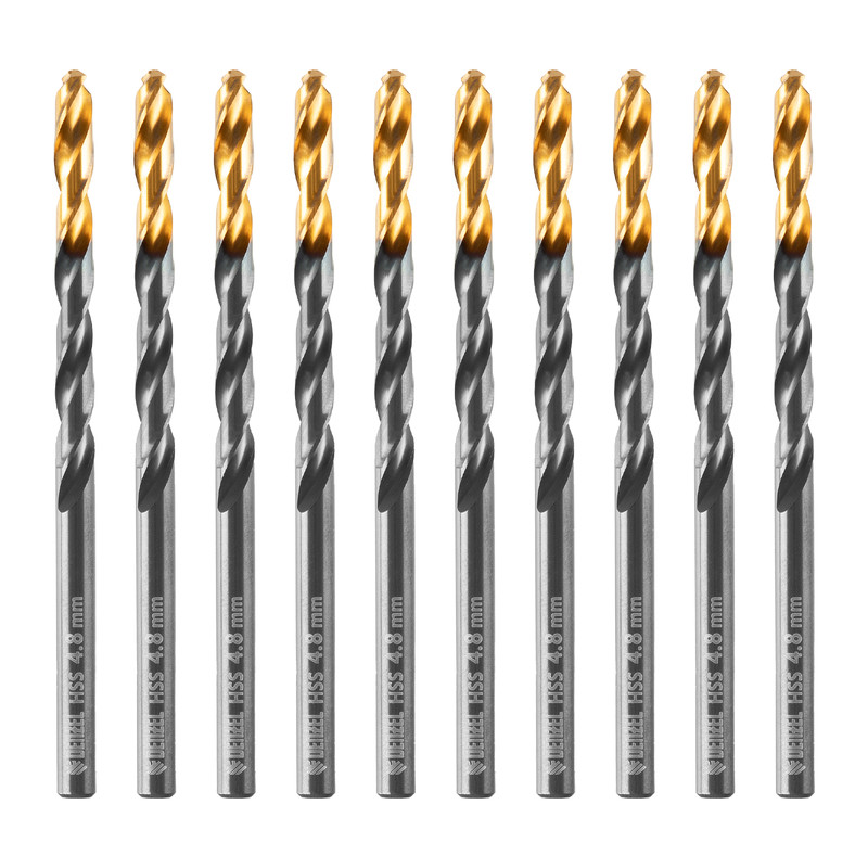 Сверло по металлу, 4,8 мм, HSS-Tin, Golden Tip, 10 шт.// Denzel Сверло по металлу, 4,8 мм, HSS-Tin, Golden Tip, 10 шт.// Denzel
