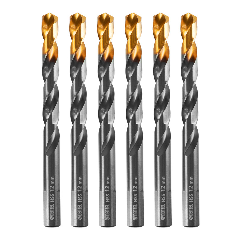 Сверло по металлу, 12 мм, HSS-Tin, Golden Tip, 6 шт.// Denzel Сверло по металлу, 12 мм, HSS-Tin, Golden Tip, 6 шт.// Denzel