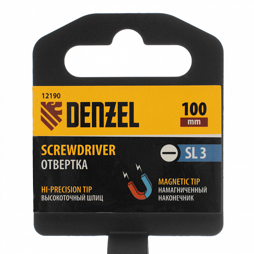 Отвертка, SL3х100 мм, CrV, 3к рукоятка// Denzel Отвертка, SL3х100 мм, CrV, 3к рукоятка// Denzel