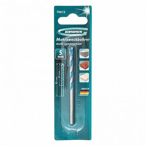 Сверло по бетону, Multipurpose PRO, 5мм// Gross Сверло по бетону, Multipurpose PRO, 5мм// Gross
