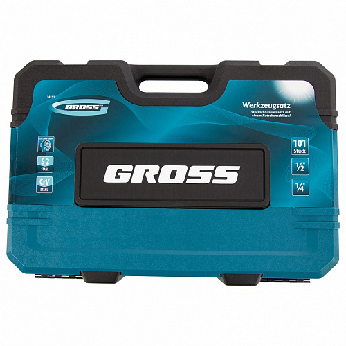 Набор инструментов, 1/4", 1/2", CrV, 120 зубьев, 101 предмет// Gross Набор инструментов, 1/4", 1/2", CrV, 120 зубьев, 101 предмет// Gross
