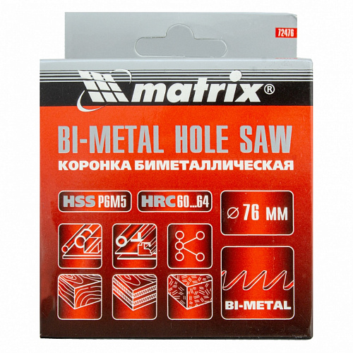 Коронка BIMETAL, 76 мм// Matrix Коронка BIMETAL, 76 мм// Matrix