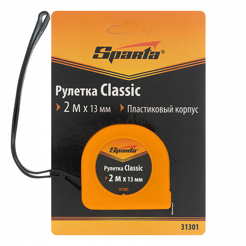 Рулетка Classic, 2 м х 13 мм, пластиковый корпус// Sparta Рулетка Classic, 2 м х 13 мм, пластиковый корпус// Sparta