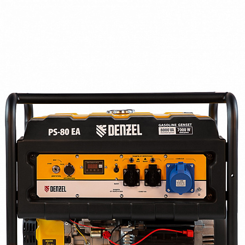 Генератор бензиновый PS-80EA, 8,0 кВт, 230В, 25л, коннектор автоматики, электростартер// Denzel Генератор бензиновый PS-80EA, 8,0 кВт, 230В, 25л, коннектор автоматики, электростартер// Denzel
