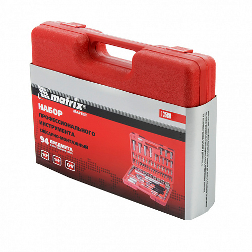 Набор инструментов, 1/4", 1/2", 94 предмета// Matrix Набор инструментов, 1/4", 1/2", 94 предмета// Matrix