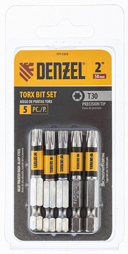 Набор бит, T30x2", 5 шт.// Denzel Набор бит, T30x2", 5 шт.// Denzel
