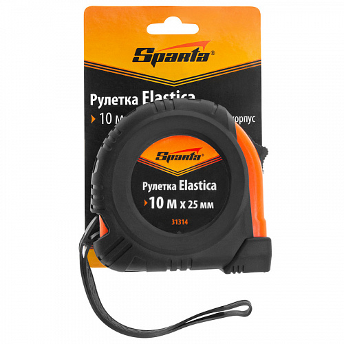 Рулетка Elastica, 10 м х 25 мм, обрезиненный корпус// Sparta Рулетка Elastica, 10 м х 25 мм, обрезиненный корпус// Sparta