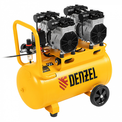 Компрессор безмаслянный малошумный DLS 2200/50, 2200 Вт, 2х1100, 50 л, 380 л/мин// Denzel Компрессор безмаслянный малошумный DLS 2200/50, 2200 Вт, 2х1100, 50 л, 380 л/мин// Denzel