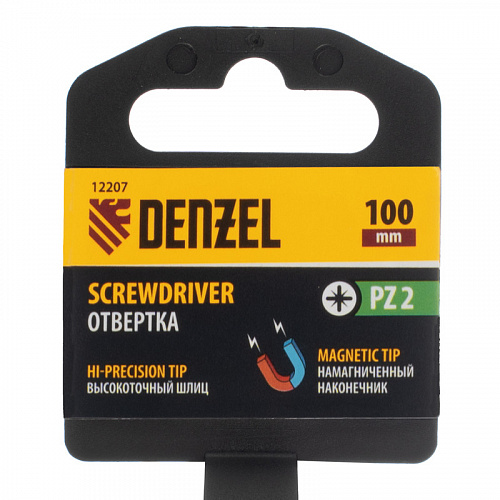 Отвертка, PZ2x100 мм, CrV, 3к рукоятка// Denzel Отвертка, PZ2x100 мм, CrV, 3к рукоятка// Denzel
