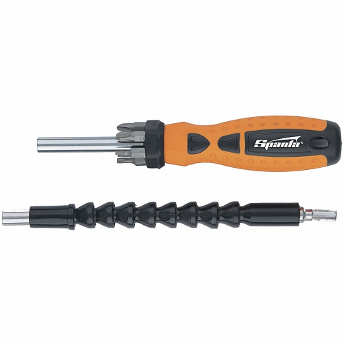 Отвертка телескопическая + биты + гибкий привод, 8 пред., PH + SL + Torx, CS, 2к рукоятка// Sparta Отвертка телескопическая + биты + гибкий привод, 8 пред., PH + SL + Torx, CS, 2к рукоятка// Sparta