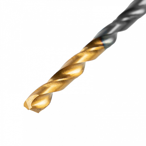 Сверло по металлу, 3 мм, HSS-Tin, Golden Tip, 10 шт.// Denzel Сверло по металлу, 3 мм, HSS-Tin, Golden Tip, 10 шт.// Denzel