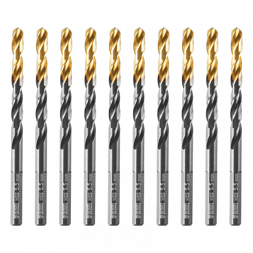 Сверло по металлу, 5,5 мм, HSS-Tin, Golden Tip, 10 шт.// Denzel Сверло по металлу, 5,5 мм, HSS-Tin, Golden Tip, 10 шт.// Denzel