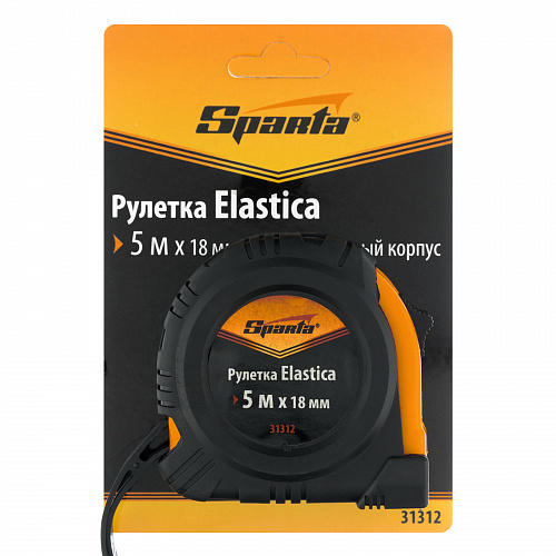 Рулетка Elastica, 5 м х 18 мм, обрезиненный корпус// Sparta Рулетка Elastica, 5 м х 18 мм, обрезиненный корпус// Sparta