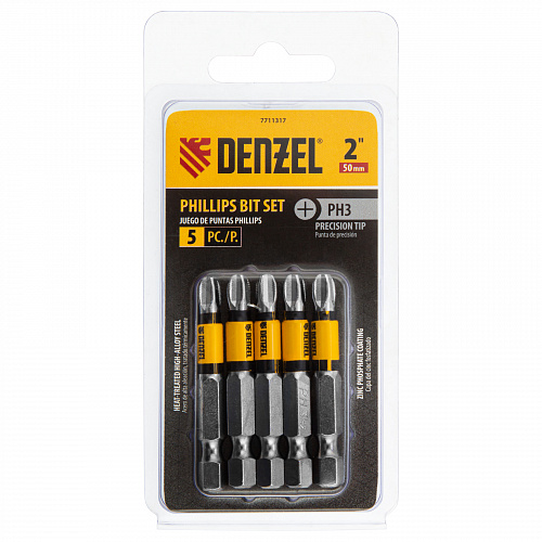 Набор бит, PH3x2", 5 шт.// Denzel Набор бит, PH3x2", 5 шт.// Denzel