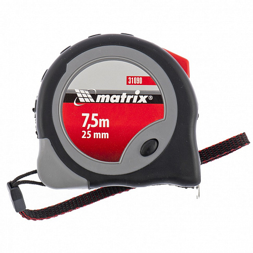 Рулетка Continuous fixation, 7,5 м х 25 мм, двухкомпонентный корпус, плавная фиксация// Matrix Рулетка Continuous fixation, 7,5 м х 25 мм, двухкомпонентный корпус, плавная фиксация// Matrix