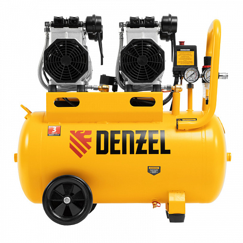 Компрессор безмаслянный малошумный DLS 2200/50, 2200 Вт, 2х1100, 50 л, 380 л/мин// Denzel Компрессор безмаслянный малошумный DLS 2200/50, 2200 Вт, 2х1100, 50 л, 380 л/мин// Denzel
