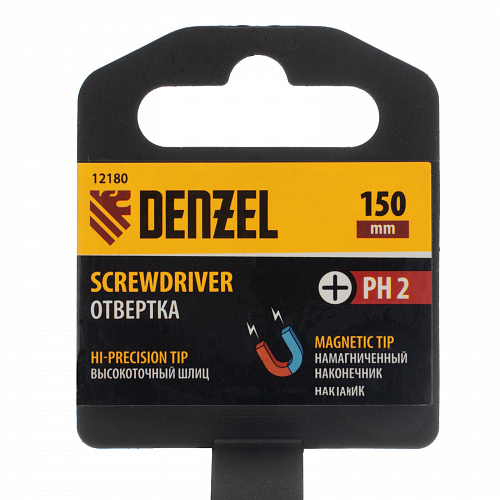 Отвертка, PH2х150 мм, CrV, 3к рукоятка// Denzel Отвертка, PH2х150 мм, CrV, 3к рукоятка// Denzel