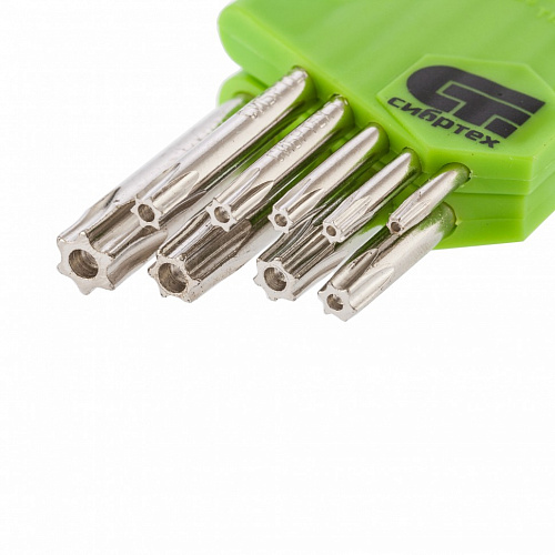 Набор ключей имбусовых Tamper-Torx, 9 шт., TT10-TТ50, 45x, закаленные, короткие, никель// Сибртех Набор ключей имбусовых Tamper-Torx, 9 шт., TT10-TТ50, 45x, закаленные, короткие, никель// Сибртех