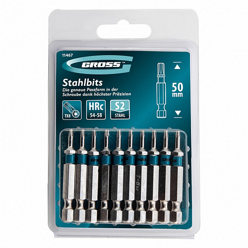 Набор бит TORX 8х50, сталь S2, 10 шт.// Gross Набор бит TORX 8х50, сталь S2, 10 шт.// Gross