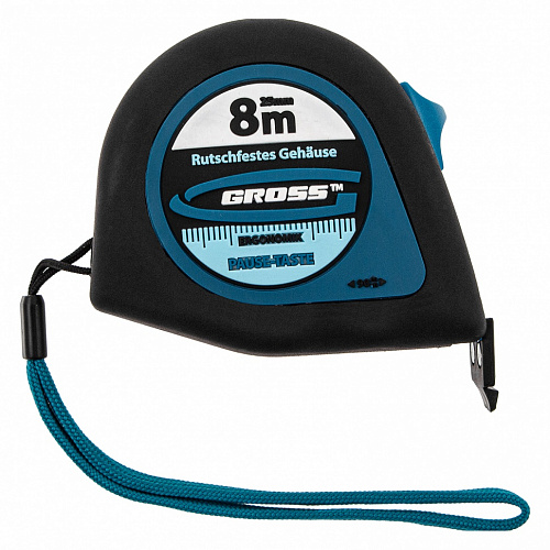 Рулетка "Ergonomisch", 8 м x 25 мм, магнитный обрезиненный зацеп// Gross Рулетка "Ergonomisch", 8 м x 25 мм, магнитный обрезиненный зацеп// Gross