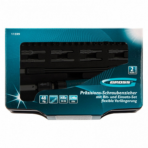 Отвертка-реверс для точн. раб., 48 пред., PH + PZ + SL + HEX + Torx + TT, CrMo, 2к рукоятка// Gross Отвертка-реверс для точн. раб., 48 пред., PH + PZ + SL + HEX + Torx + TT, CrMo, 2к рукоятка// Gross