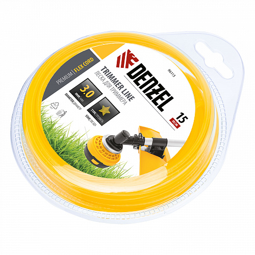 Леска для триммера звезда 3 мм х 15 м, блистер FLEX CORD// Denzel Леска для триммера звезда 3 мм х 15 м, блистер FLEX CORD// Denzel