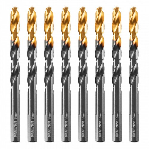 Сверло по металлу, 9 мм, HSS-Tin, Golden Tip, 8 шт.// Denzel Сверло по металлу, 9 мм, HSS-Tin, Golden Tip, 8 шт.// Denzel