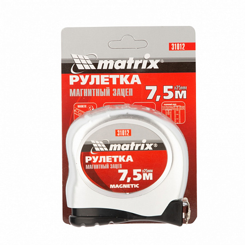 Рулетка Magnetic, 7,5 м х 25 мм, магнитный зацеп// Matrix Рулетка Magnetic, 7,5 м х 25 мм, магнитный зацеп// Matrix