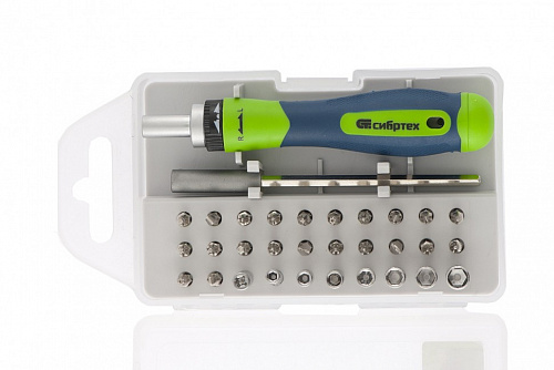 Отвертка ревер. для точ. раб., 32 пред., PH + SL + PZ + Torx + Hex + TT, CrV, 2к рукоятка// Сибртех Отвертка ревер. для точ. раб., 32 пред., PH + SL + PZ + Torx + Hex + TT, CrV, 2к рукоятка// Сибртех
