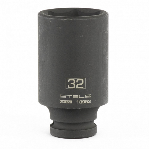 Головка ударная удлиненная шестигранная, 32 мм, 1/2", CrMo// Stels Головка ударная удлиненная шестигранная, 32 мм, 1/2", CrMo// Stels