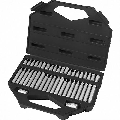 Набор бит HEX, TORX, SPLINE, шестигранный хвостовик 3/8", CrV, 42 шт.// Stels Набор бит HEX, TORX, SPLINE, шестигранный хвостовик 3/8", CrV, 42 шт.// Stels